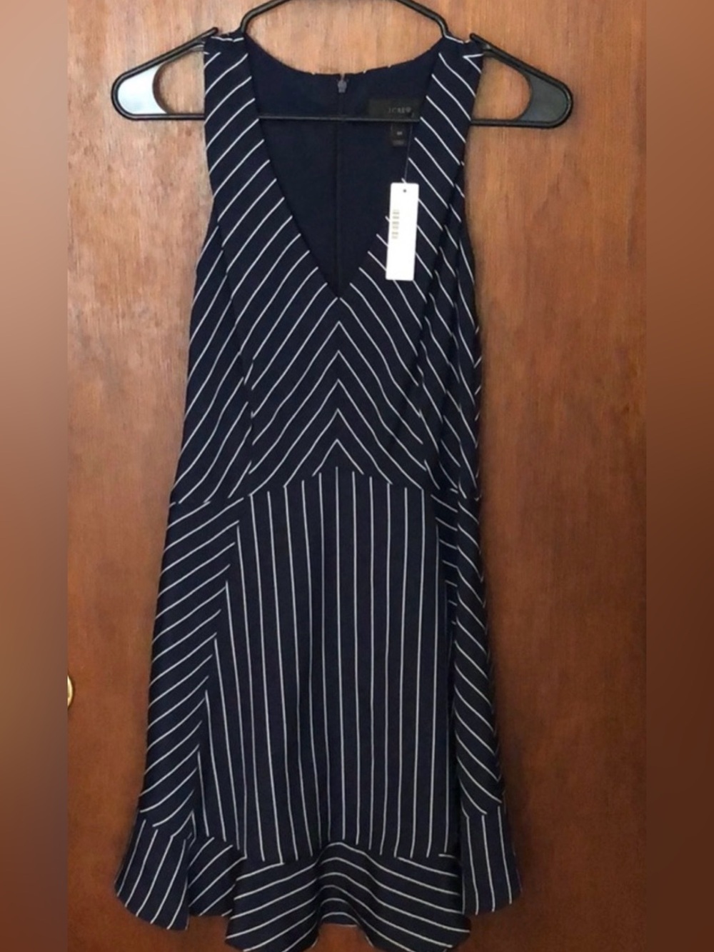 J. Crew navy pinstripe silk dress